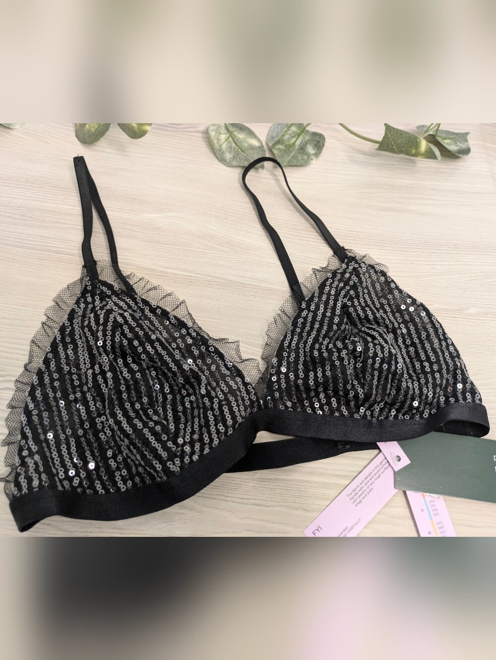 Black Sequin Lace Bralette - Women Intimates